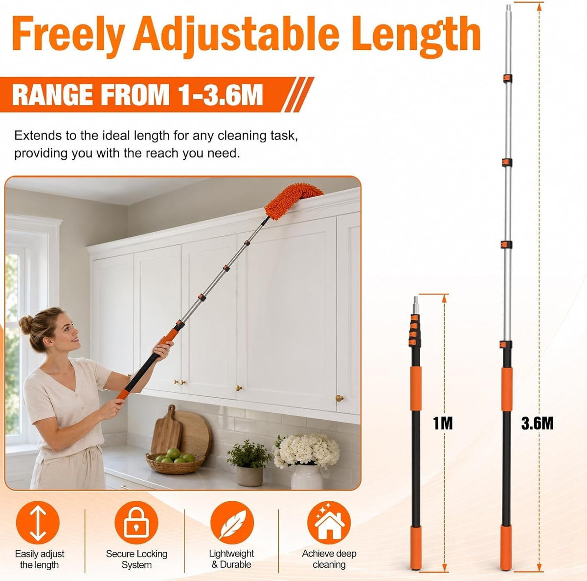 LAANPOLE 6m Feather Duster Kit Telescopic Pole Microfiber Window Cleaner  HSEGAR