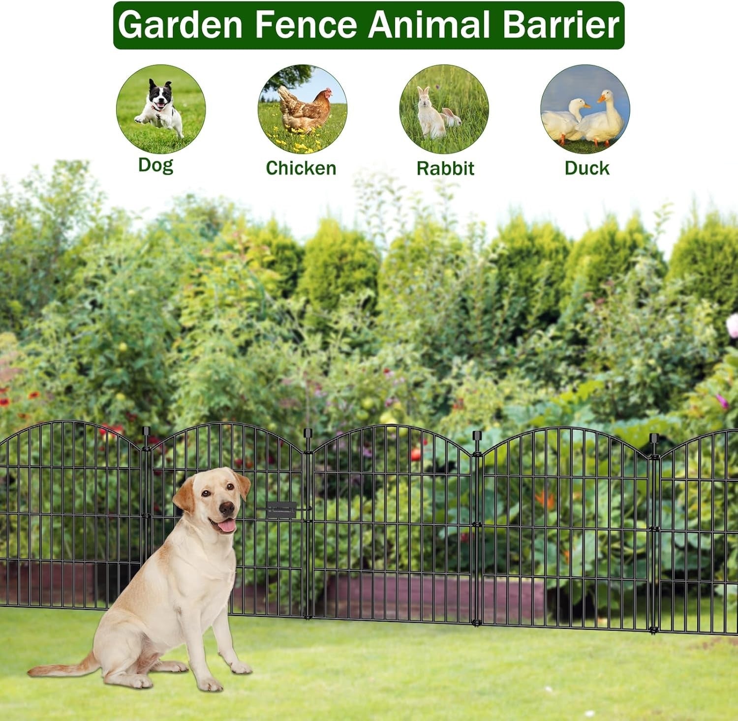 Garden Fence Panels 10pc No Dig Metal 61cm 6.1m Gate Dog Animal Barrier Black