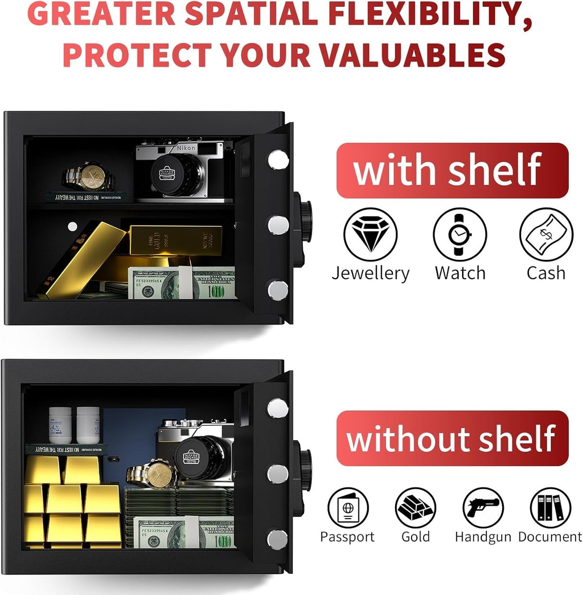 Digital Electronic Security Safe Box 20L Steel Keypad Lock Alarm Office Black