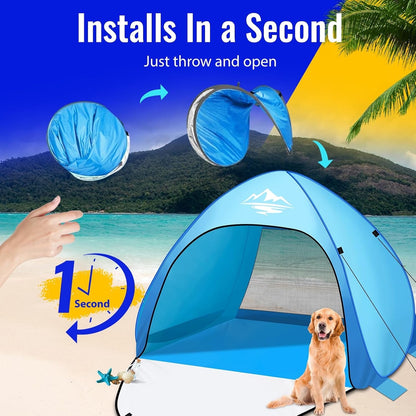 Beach Tent Sun Shelter Pop Up UV Protection Automatic Instant Lightweight 3-4P
