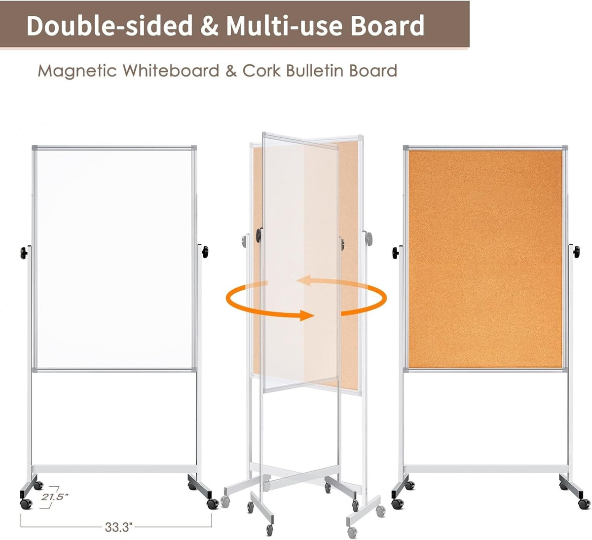 Magnetic Whiteboard Stand 120x60 cm Mobile Dry Erase Board Portable Classroom
