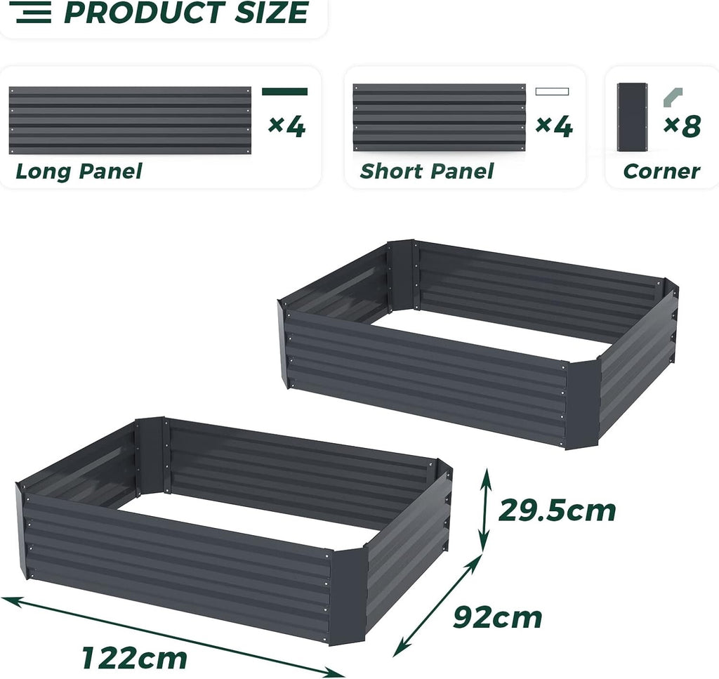 Taleco Gear 2-Pack(120×90cm) Metal Outdoor Raised Beds for Gardens