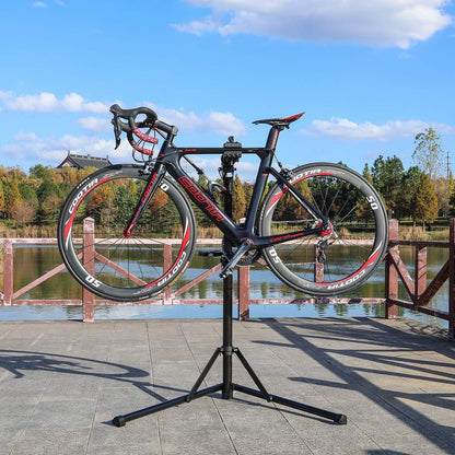 Bike Repair Stand Workstand Foldable Aluminium 360° Clamp Tool Tray 27kg Black