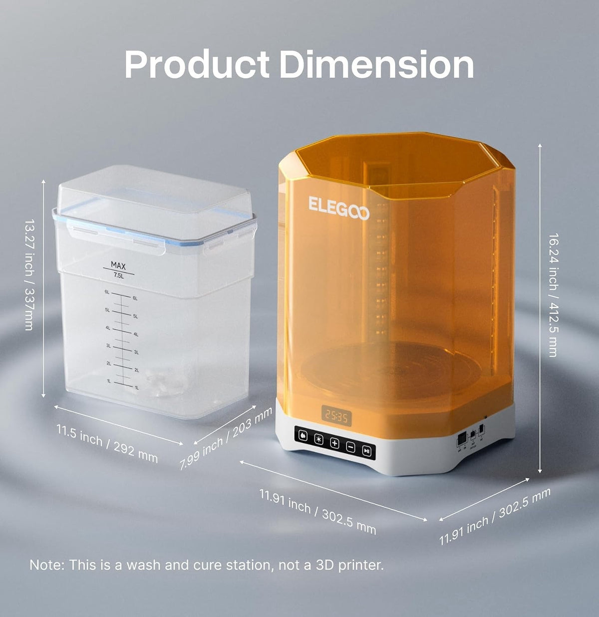 ELEGOO Mercury Plus V3.0 Wash and Cure Station Large for LCD Resin 3D Printer
