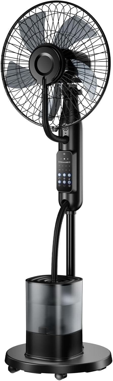 Misting Pedestal Fan 4L Tank Remote Oscillating Standing Cooling 5 Speed Patio