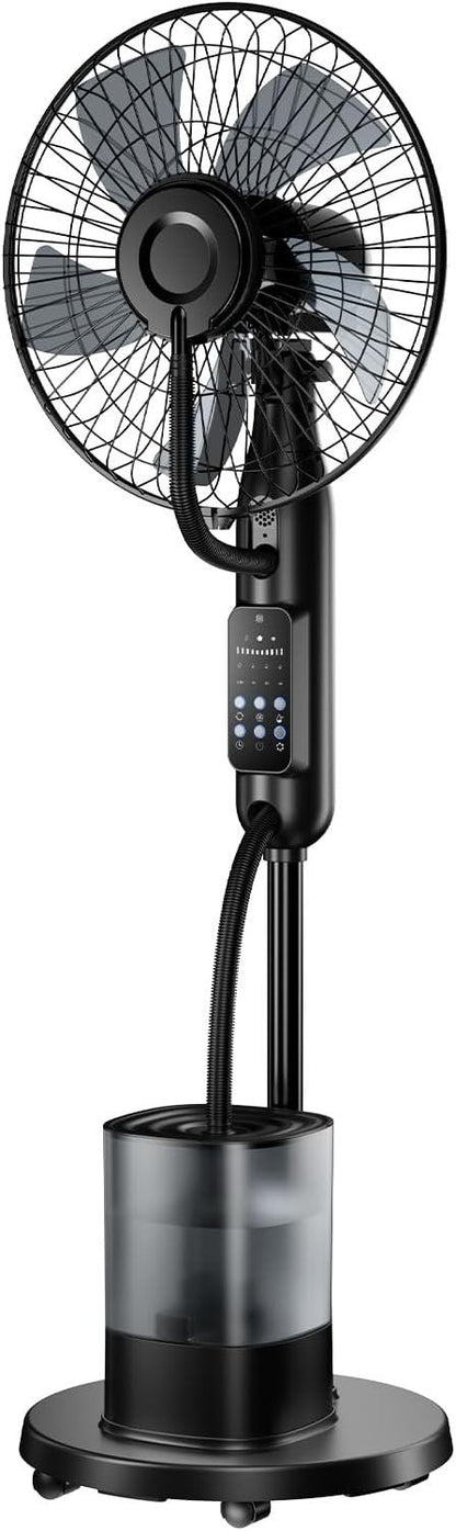Misting Pedestal Fan 4L Tank Remote Oscillating Standing Cooling 5 Speed Patio