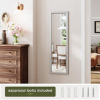 Over Door Full Length Mirror 110x45cm Wall Mounted Silver Frame Bedroom