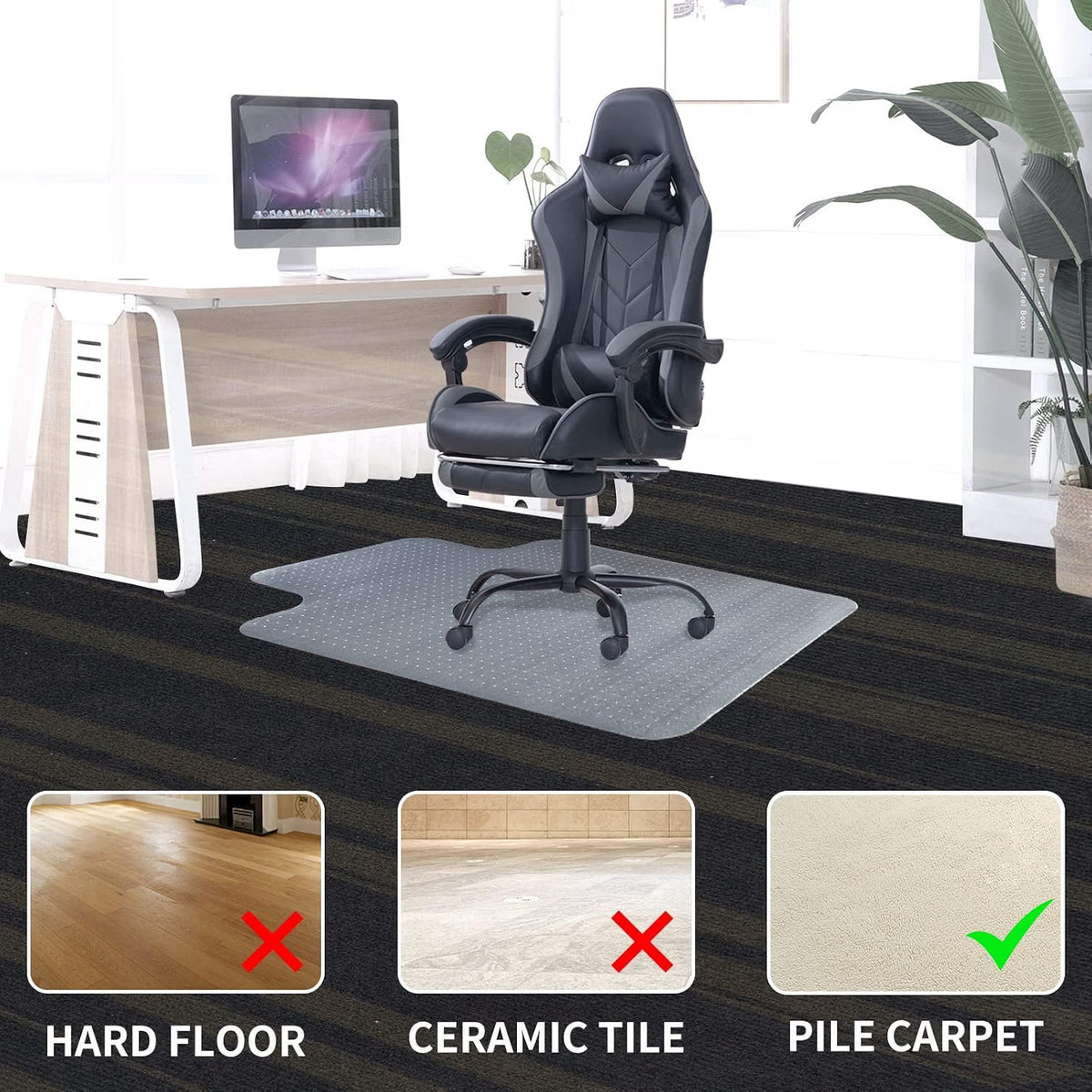 Chair Mat Carpet Floor 120x90cm with Lip PVC Clear Anti Slip Office Protector