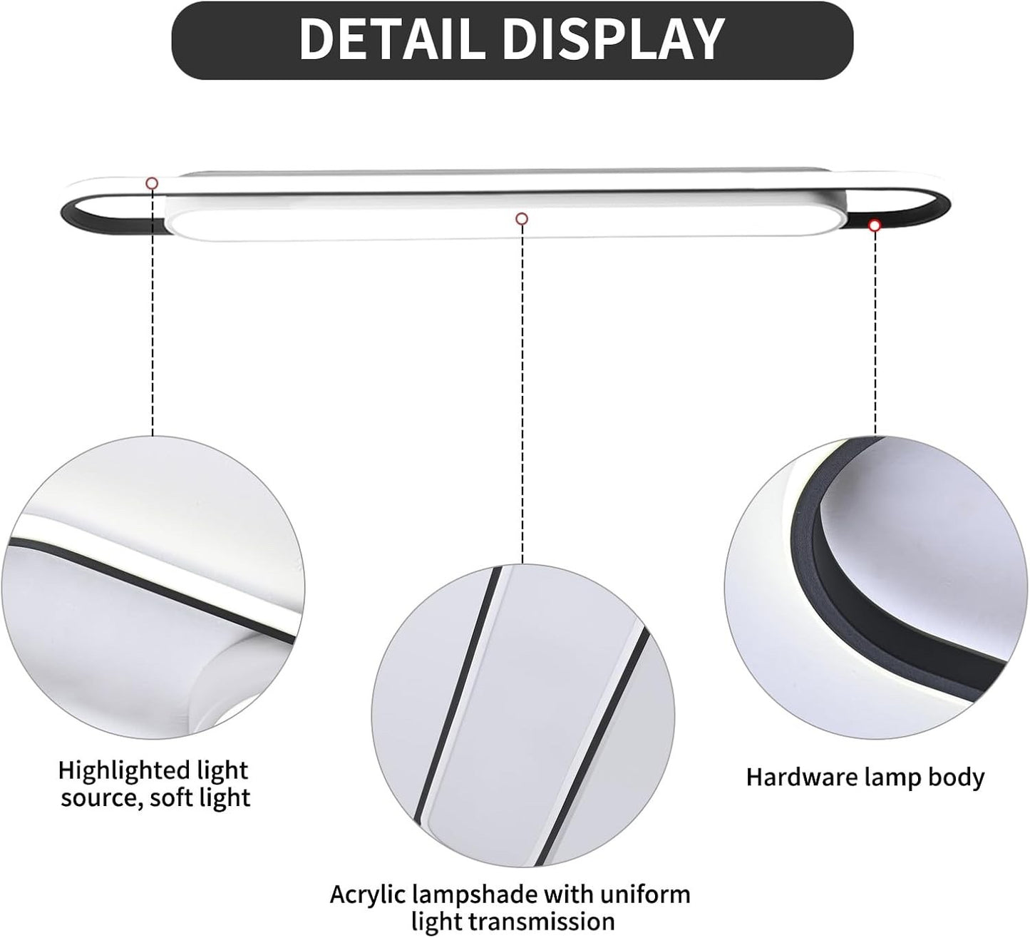 LED Ceiling Light Fixture 62W 6000K Linear Acrylic Metal Hallway Lamp 122cm UK