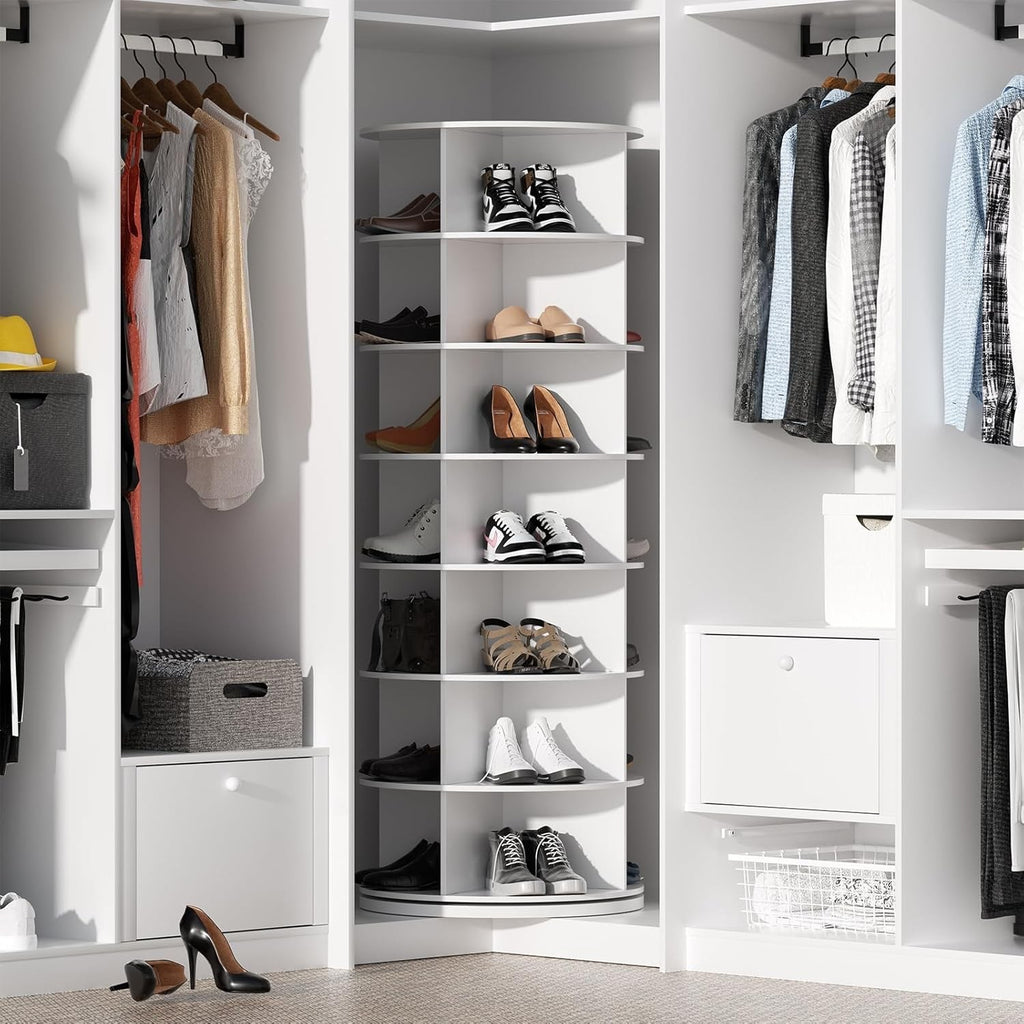 7 Tier Rotating Shoe Rack 360 Degree Spinning Storage Holds 28 Pairs