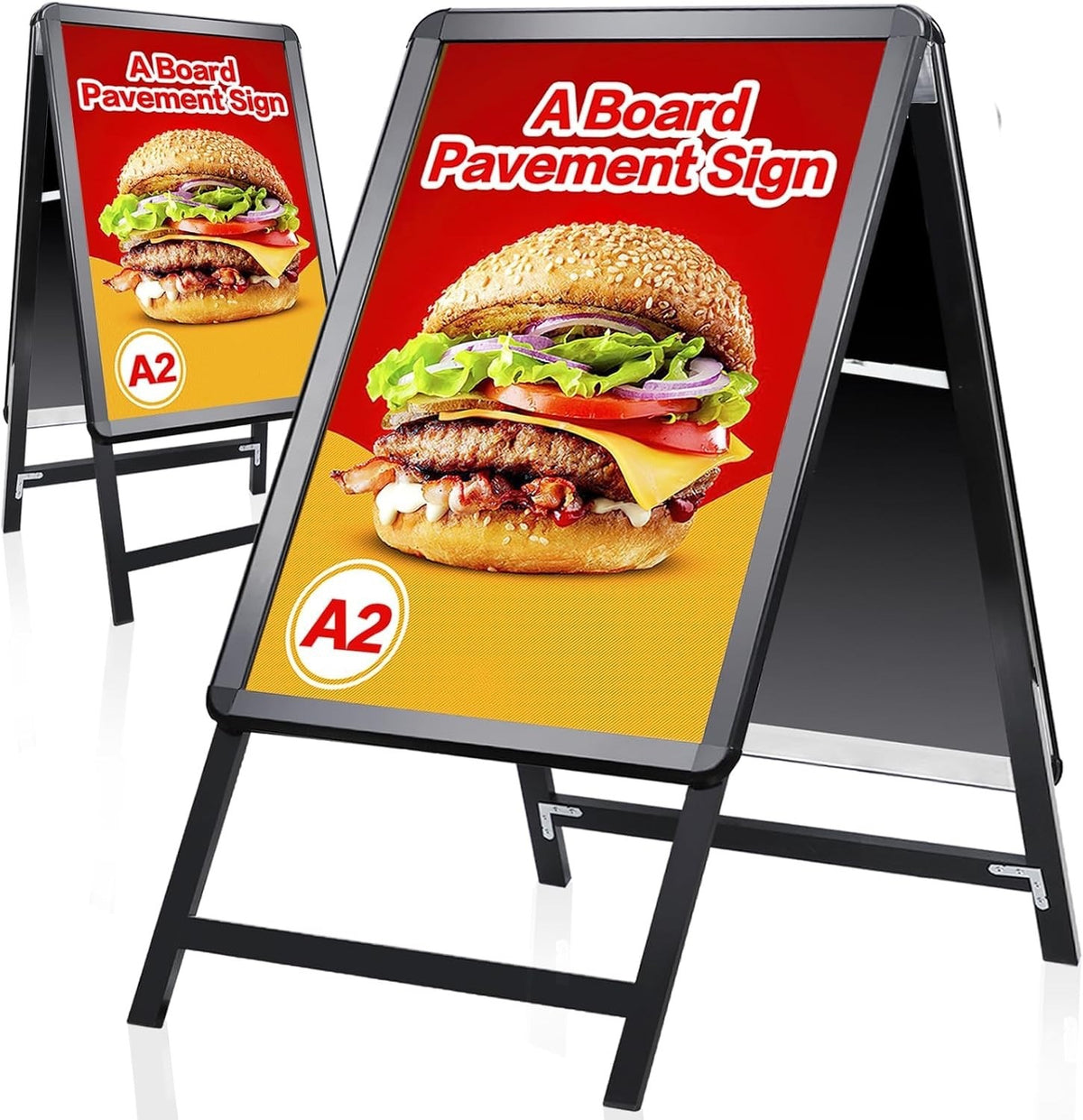 A2 A-Board Pavement Sign Black Double Sided Aluminium Poster Display Stand