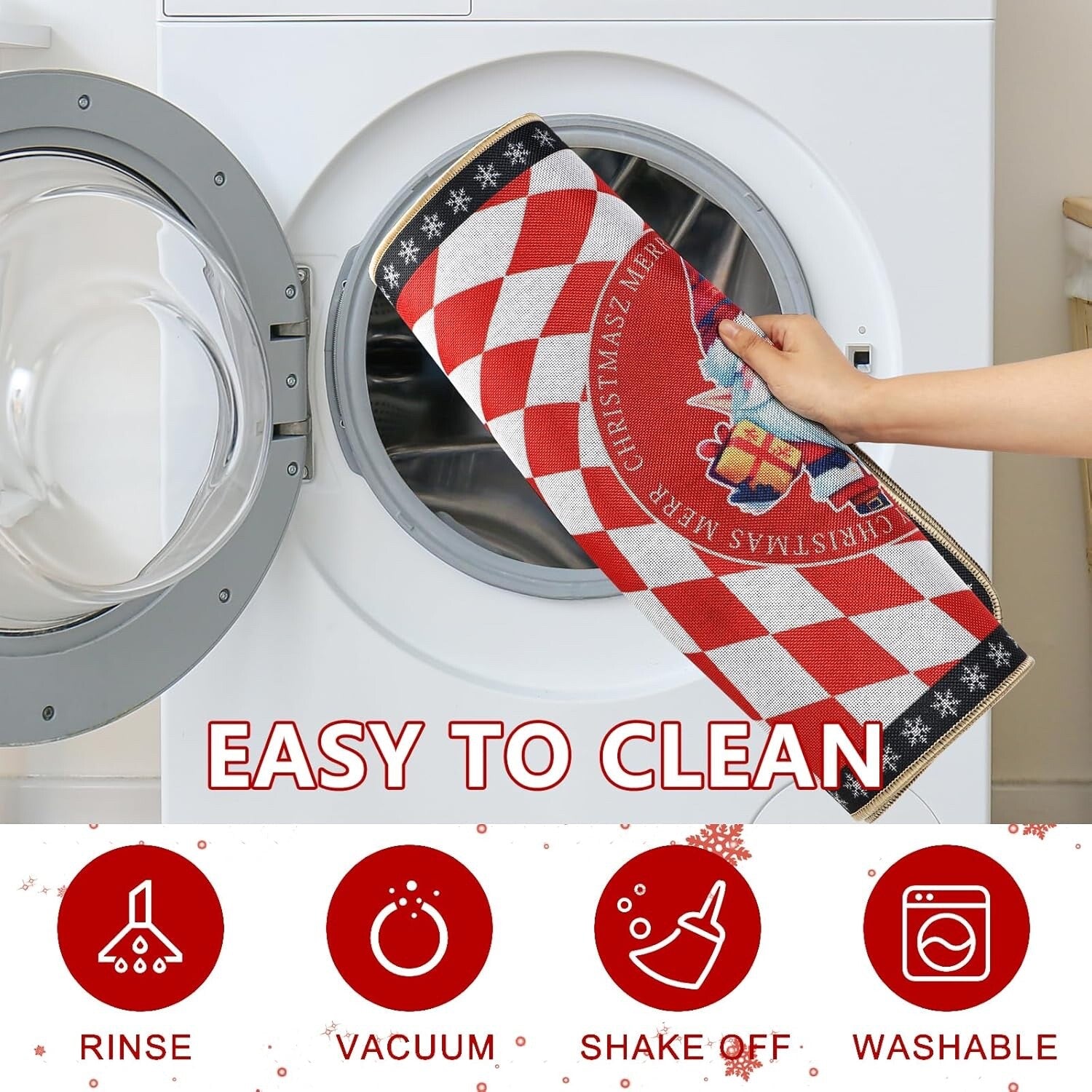 Buffalo Plaid Christmas Doormat Non Slip Dirt Trapper 80x120cm