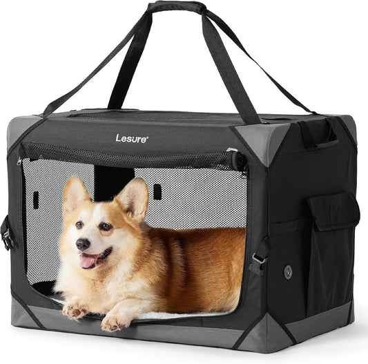 Lesure Dog Travel Crate Medium - Pet Soft Sided Carriers Outdoors 61x40x40 cm
