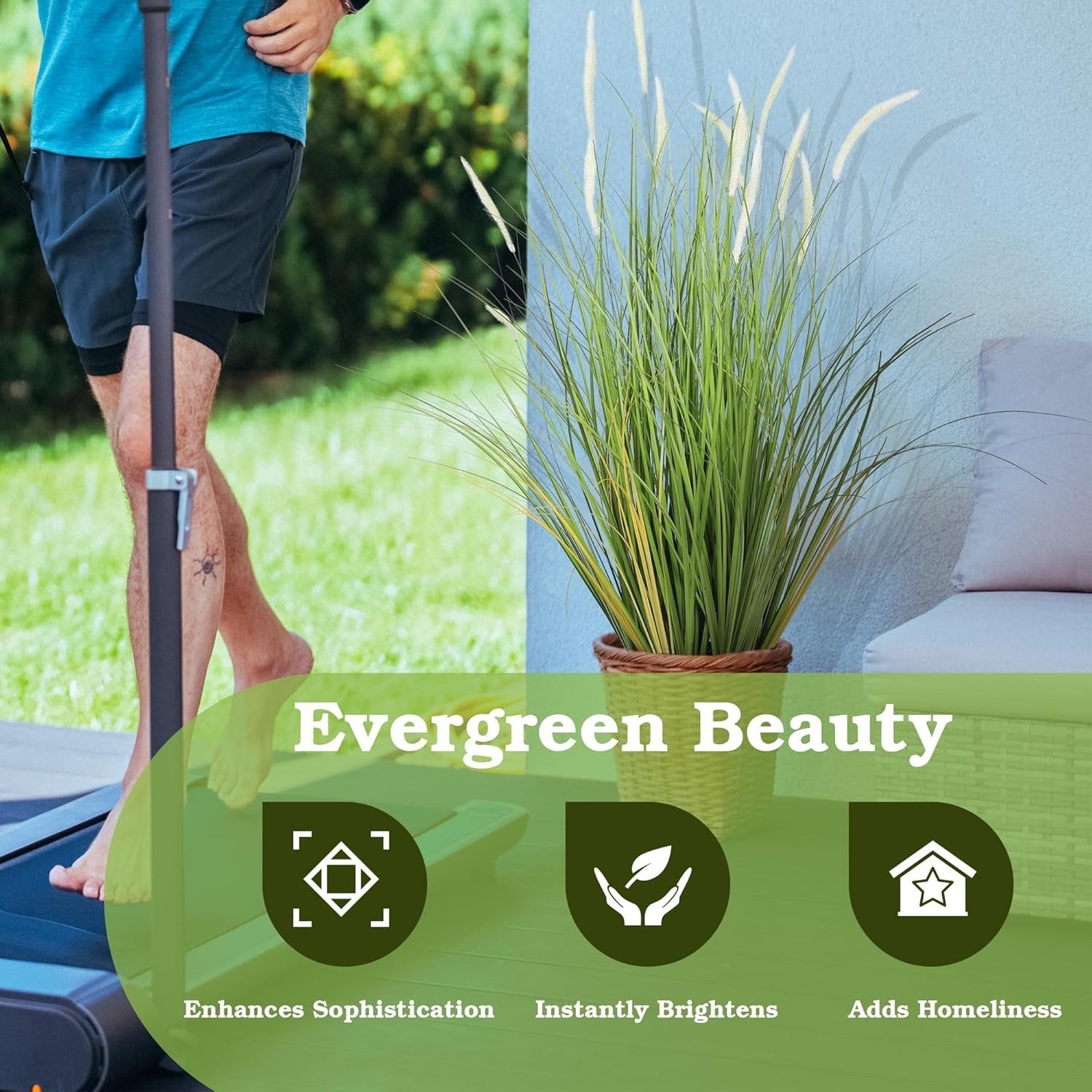 3ft Artificial White Foxtail Grass Plants 2 Pack Faux Potted Indoor Decor