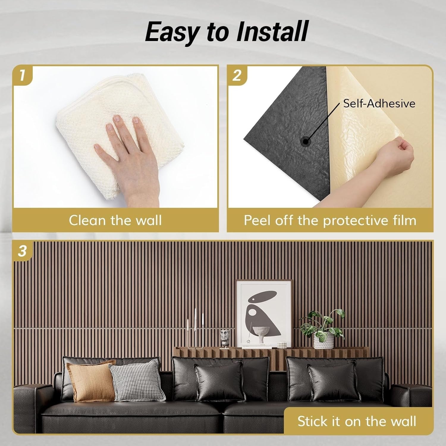 4 Pack Wood Slat Acoustic Wall Panels 48x24in Sound Absorbing Dark Walnut