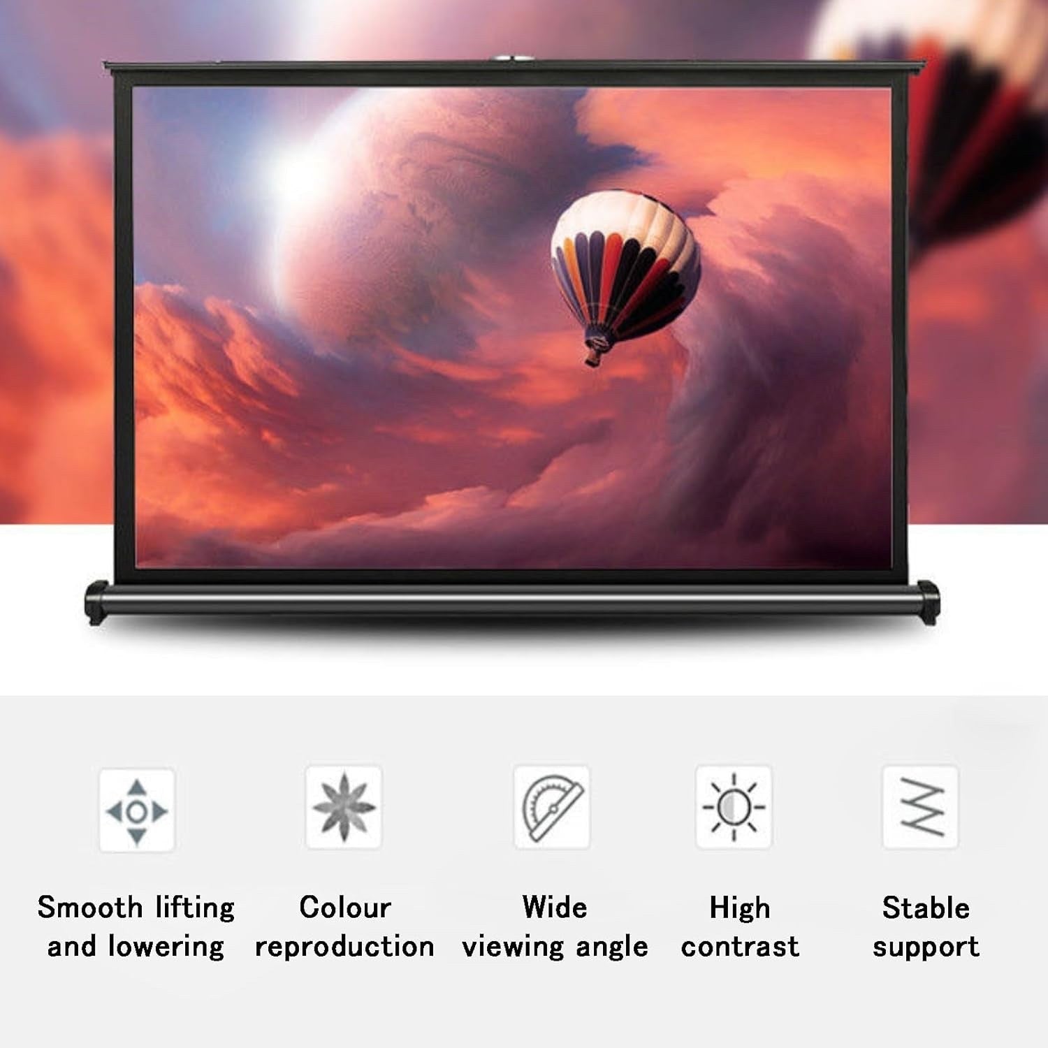 50 Inch Portable Projector Screen 16:9 Tabletop Retractable Indoor Outdoor