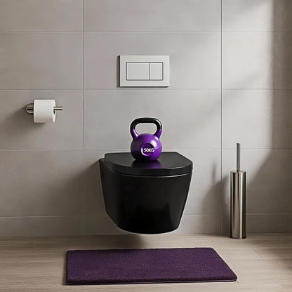 Black D Shape Toilet Seat Soft Close Quick Release Adjustable Hinges 46x36cm