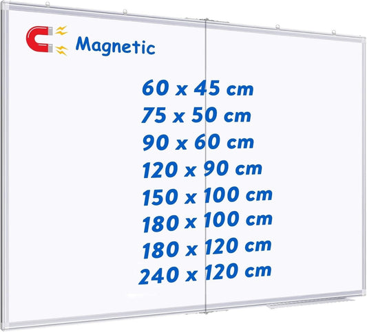 Large Magnetic Whiteboard 180x100cm Wall Mounted Dry Erase Board Alloy Frame