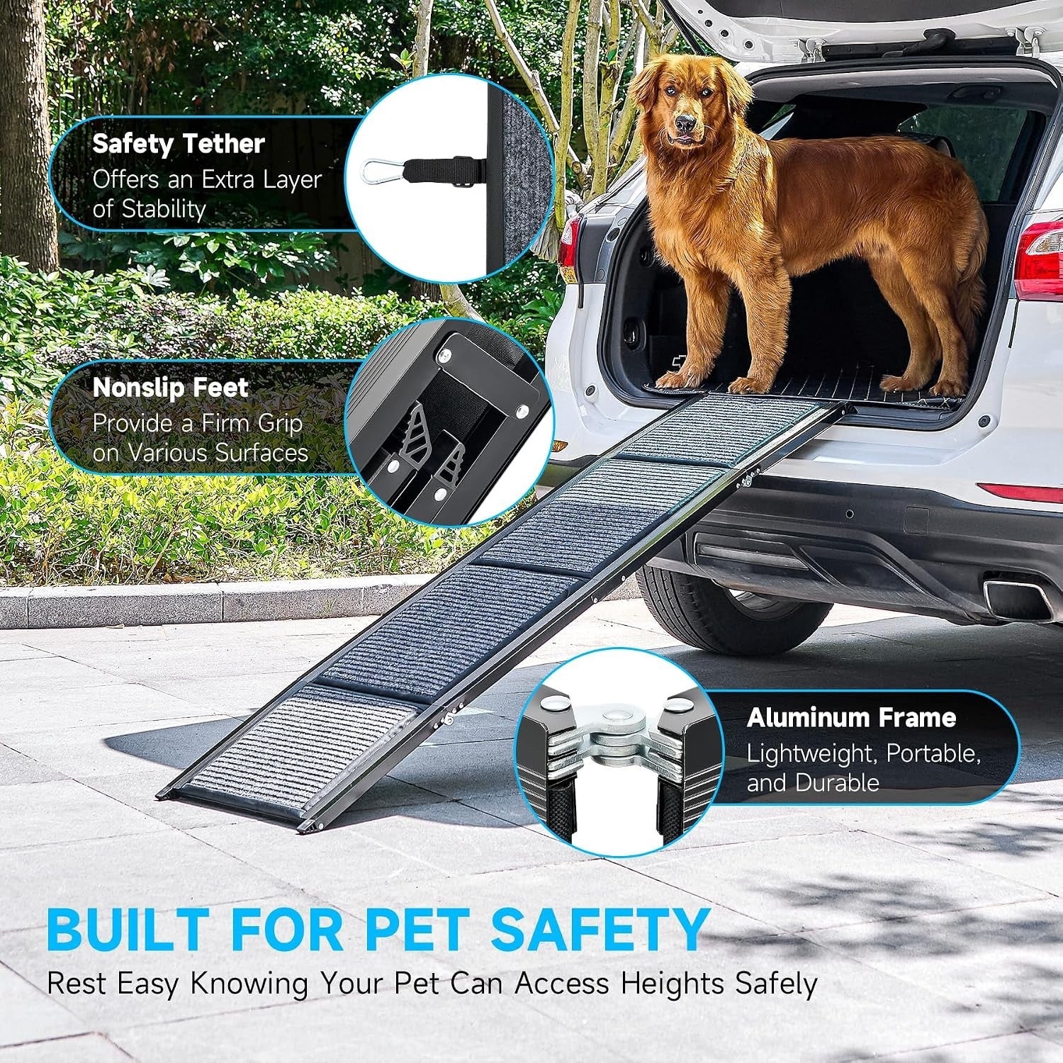 Dog Car Ramp Folding 170cm Aluminium Non Slip Pet Ramp 90kg SUV Truck Bed Sofa