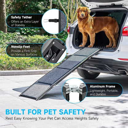 Dog Car Ramp Folding 170cm Aluminium Non Slip Pet Ramp 90kg SUV Truck Bed Sofa