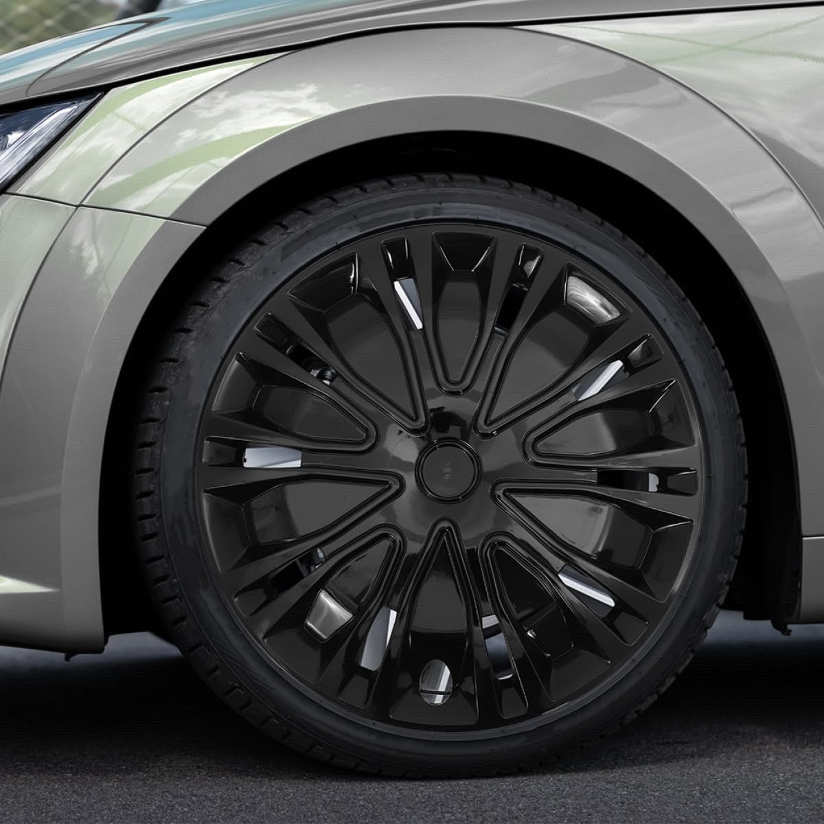 Car Wheel Trim Hubcap 15 Inch Black Universal Plastic Hub Cap Cover Spoke Clip
