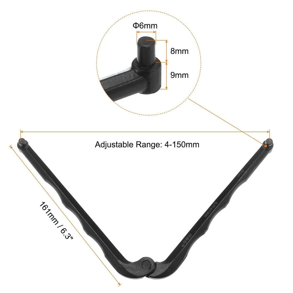 sourcing map Adjustable Face Spanner 6mm Diameter 6-150mm Opening Range
