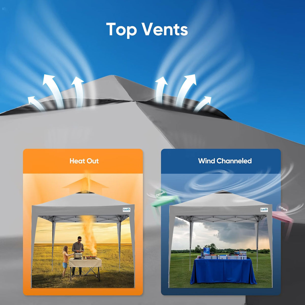 Pop Up Gazebo 2.5x2.5m Portable Waterproof Canopy Grey Carry Bag UV50 Festivals