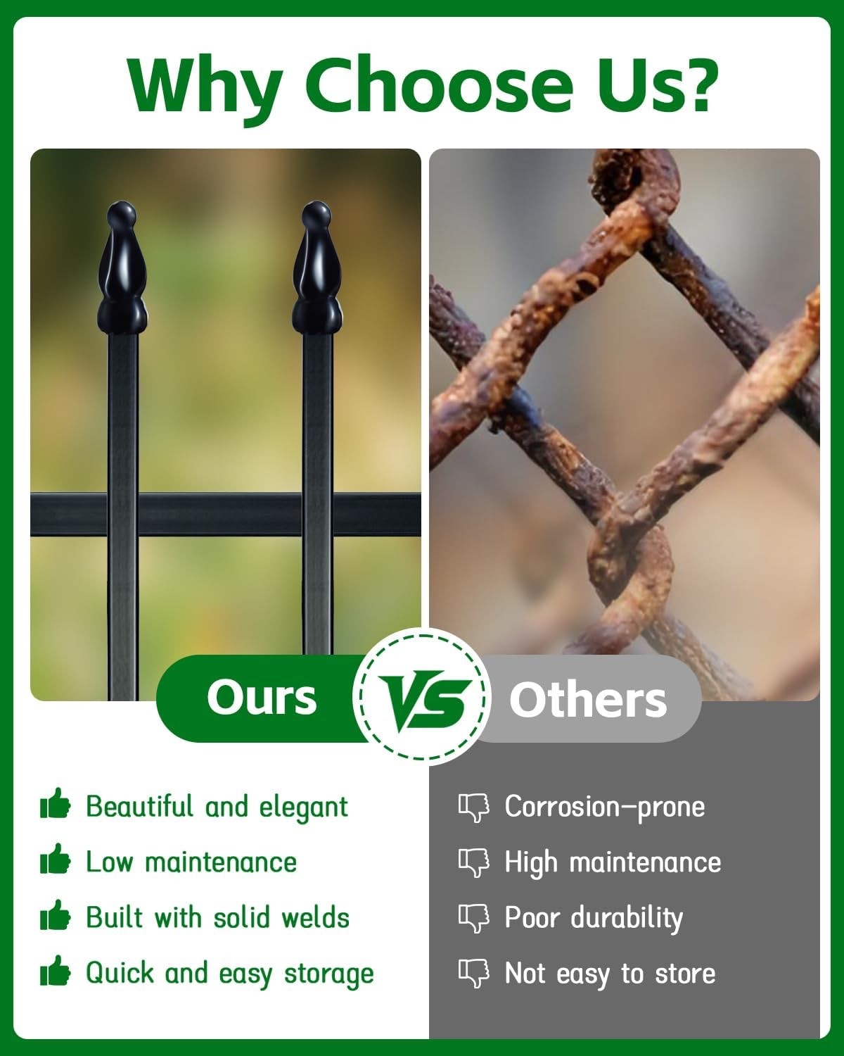 Metal Garden Fence 5 Pack 81x61cm Black Border Edging Animal Barrier Outdoor