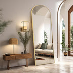 Full Length Floor Mirror Arch Gold Frame Free Standing Bedroom Dressing