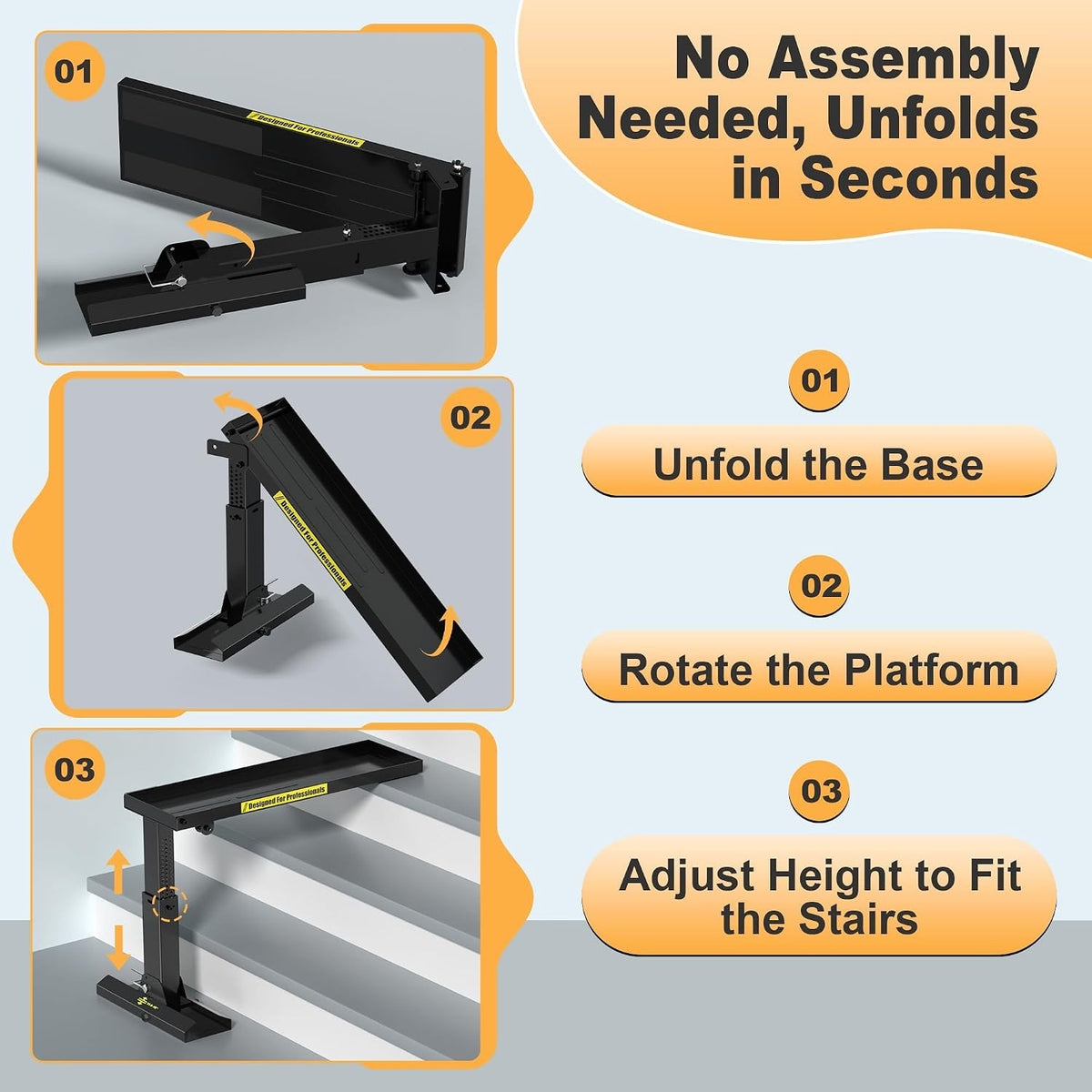 Ladder Leveler Stairs Foldable Extender 11.8-18in 800lb Steel Non-Slip Black