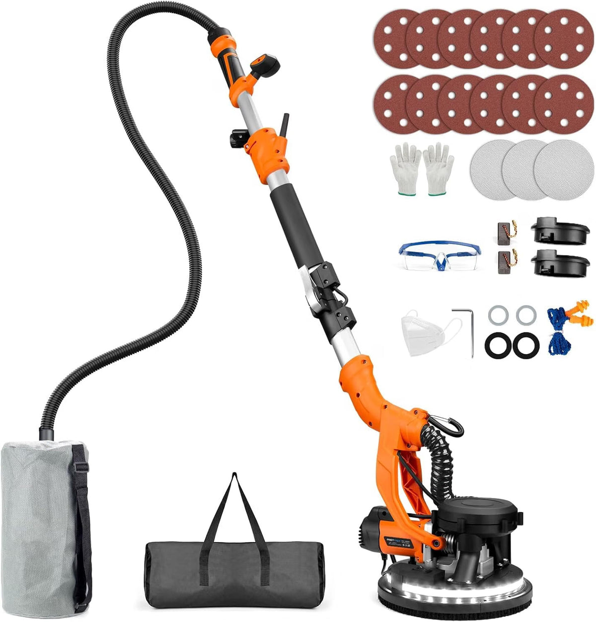 Drywall Sander 1000W 6-Speed LED Vacuum Wall Ceiling Electric Protmex