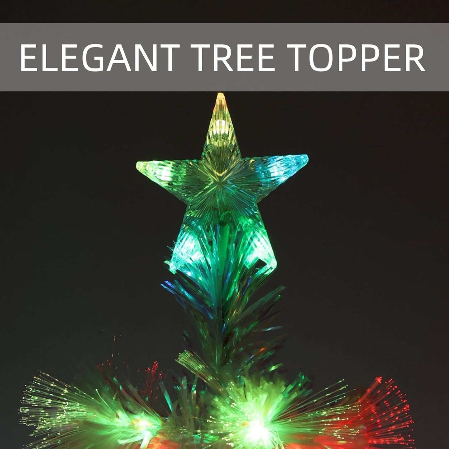 Artificial Christmas Tree 7ft Pre Lit 290 Tips Multi Color Star Stand PVC White