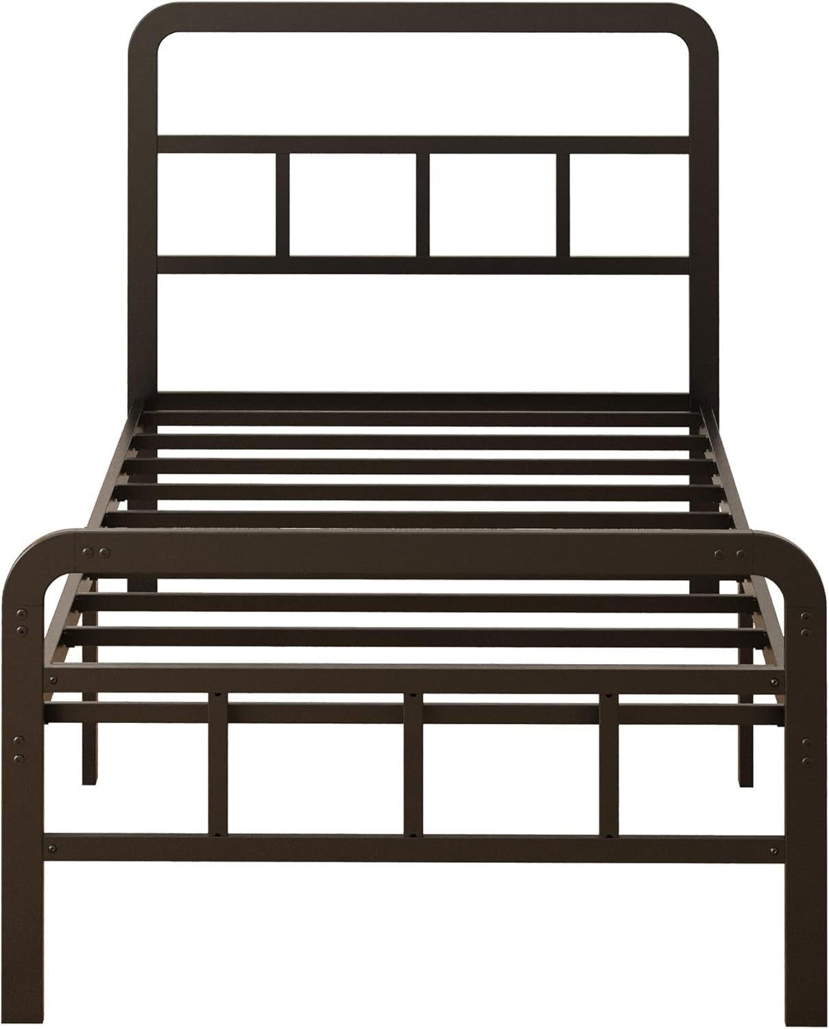 Single Bed Frame Metal 3ft 90x190cm Headboard Footboard Slats 36cm Height Black