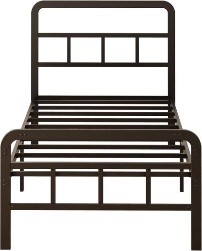 Single Bed Frame Metal 3ft 90x190cm Headboard Footboard Slats 36cm Height Black