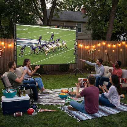 Projector Screen 200 Inch 16:9 4K Portable Stand Carry Bag Indoor Outdoor Cinema