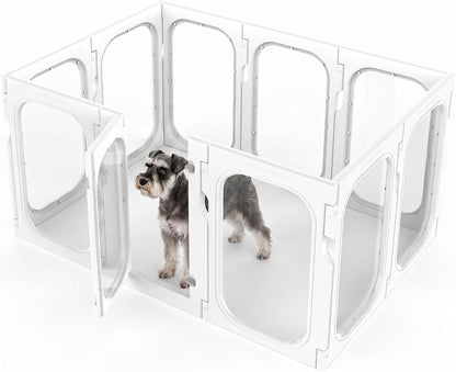 Transparent Puppy Playpen 10 Panel Portable Indoor Outdoor Dog Pen 125x85cm