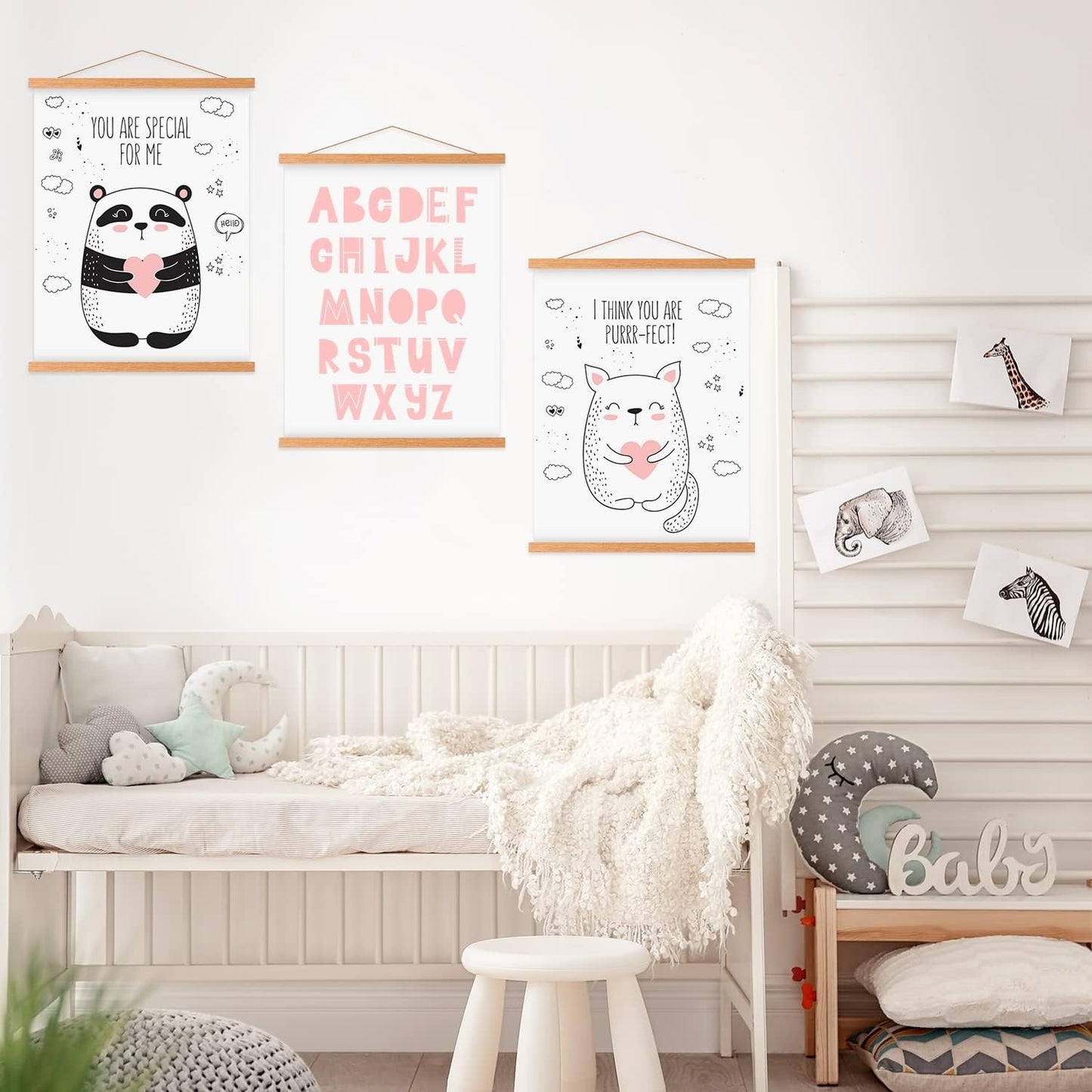 Poster Hanger Magnetic Wooden 76cm Teak Frame Wall Art Print Display Rail Kit