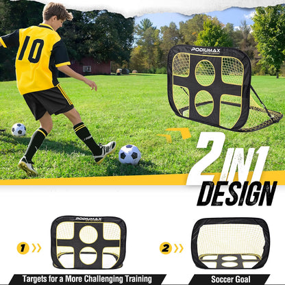 Football Goal Pop Up Kids 2-in-1 120x80x80cm Target Net Carry Bag Indoor Outdoor
