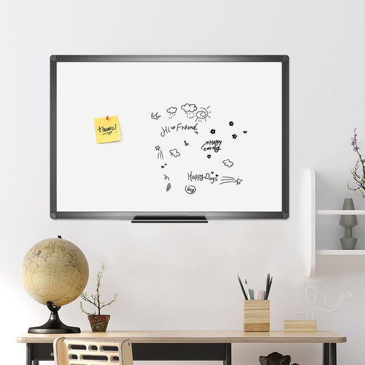 Viz-Pro Magnetic Whiteboard 120x90cm Dry Wipe Board Aluminium Frame