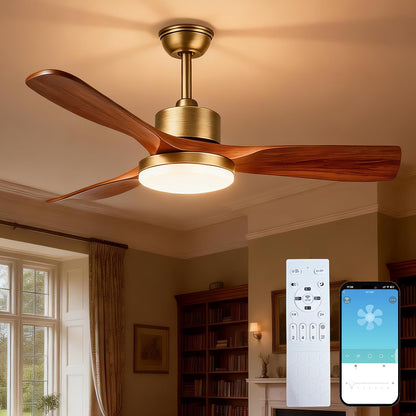 Ceiling Fan Light Smart 52in 3600LM Dimmable 3CCT Remote App 6 Speed Bronze