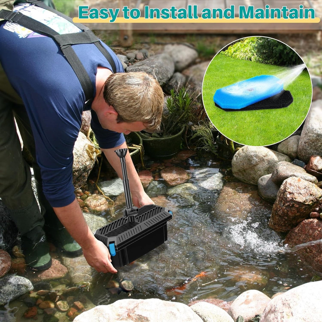 Koi Pond Filter Box with Pump 2400L/H 40W Garden Fish Pond System