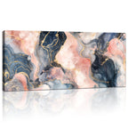 Large Abstract Marble Canvas Wall Art Grey Pink Gold Framed Picture 120x50cm