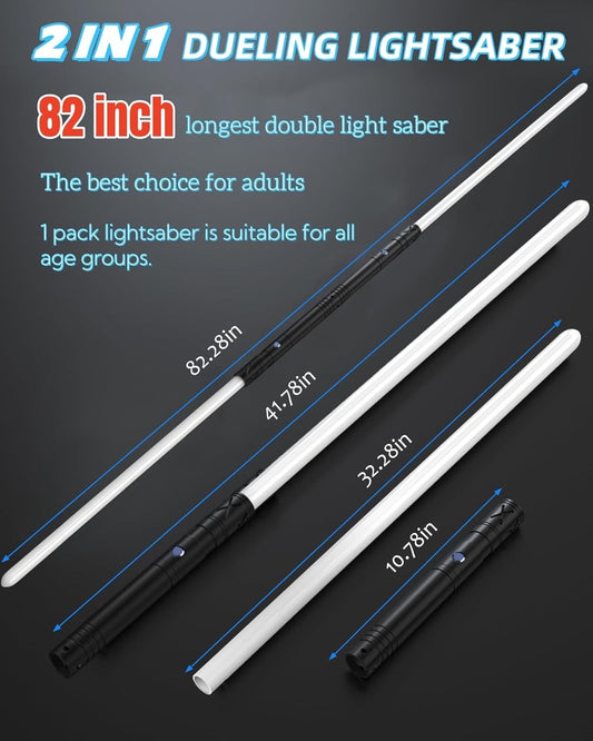 Dueling Lightsaber 2 Pack RGB Metal Saber 41in 12 Colors Sound 2in1 Double