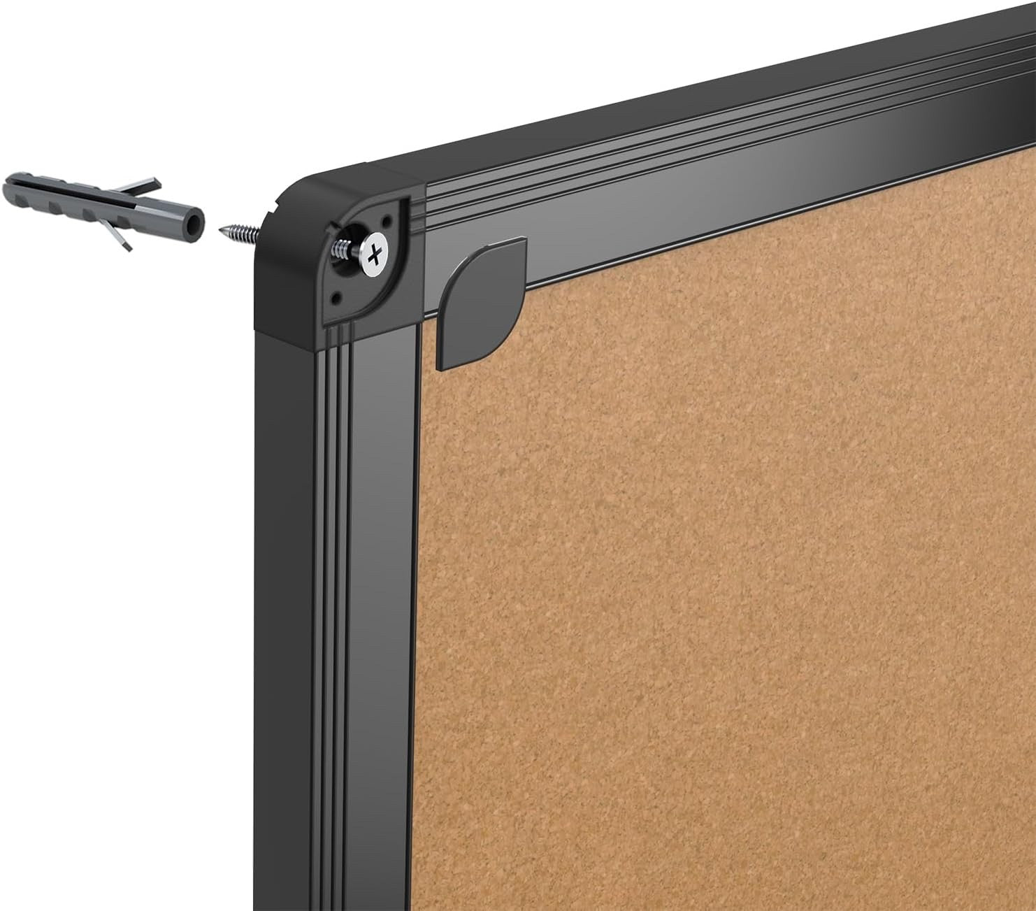 Cork Notice Board 120x90cm Black Aluminium Frame Wall Mounted Pin Bulletin Board