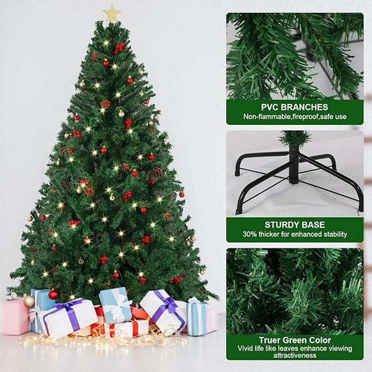 Wivico Christmas Tree Set 6FT 1100 Tips Realistic Artificial Pine Tree