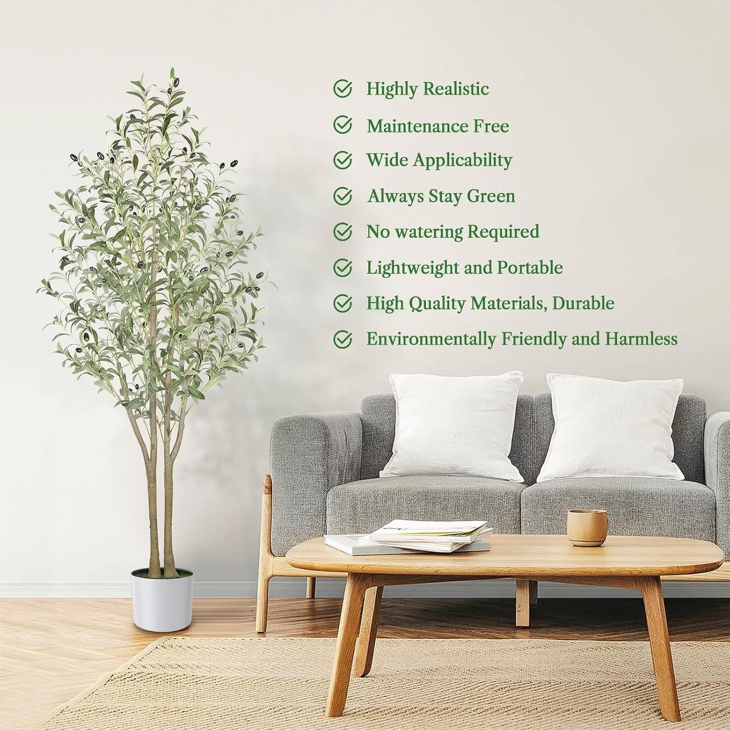 Artificial Olive Tree Plant 5FT 150cm Faux Lifelike Indoor Outdoor White Pot