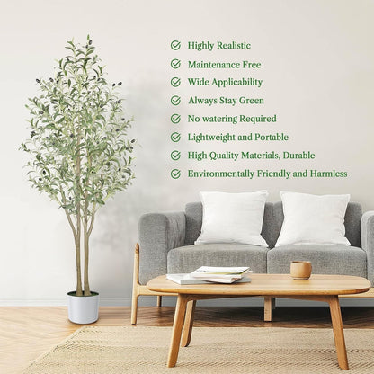 Artificial Olive Tree Plant 5FT 150cm Faux Lifelike Indoor Outdoor White Pot