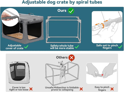 Dog Crate Soft Fabric Foldable Petsfit Large 91cm Portable Indoor Travel Grey
