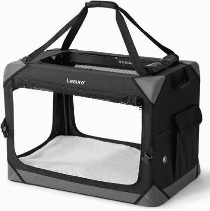 Lesure Dog Travel Crate Medium - Pet Soft Sided Carriers Outdoors 61x40x40 cm