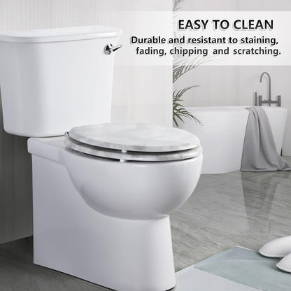 Wood Toilet Seat Soft Close Quick Release Hinges Oval 45x37cm Bottom Mount